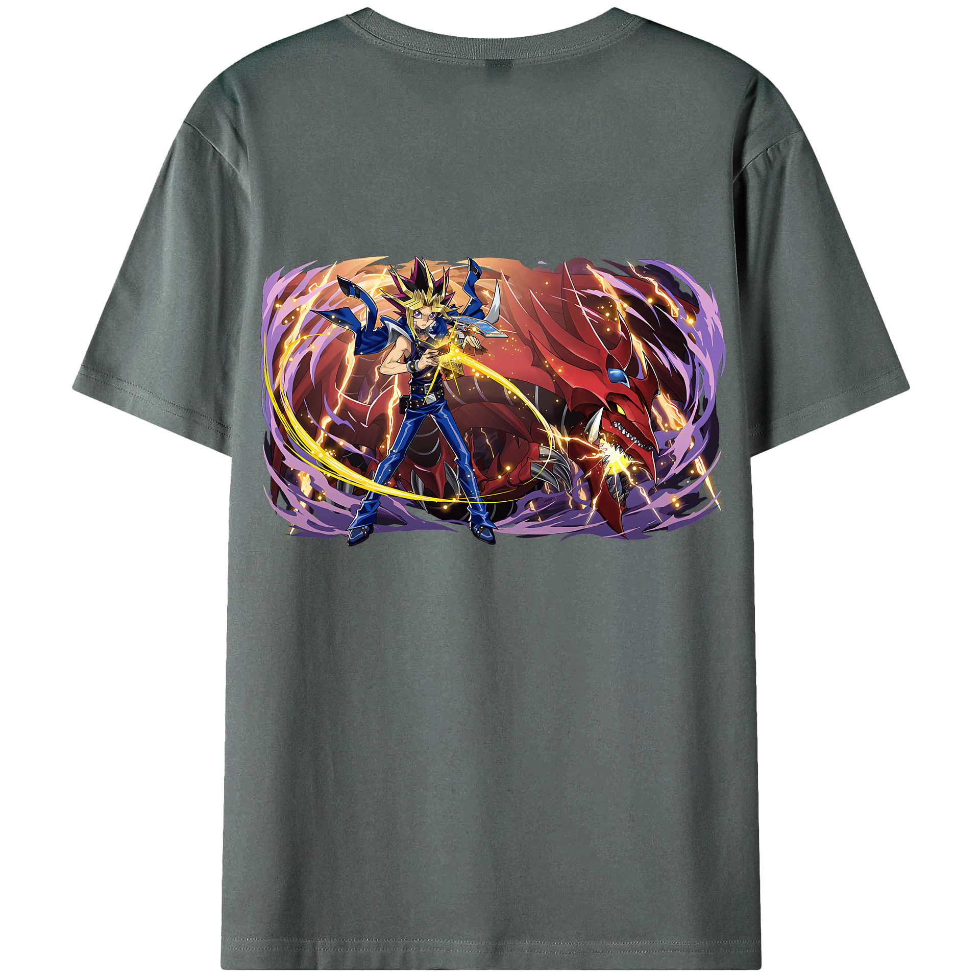 （画像用） 遊☆戯☆王 Yu-Gi-Oh! 綿100％ メンズ半袖Tシャツ（バックプリント） 通気性